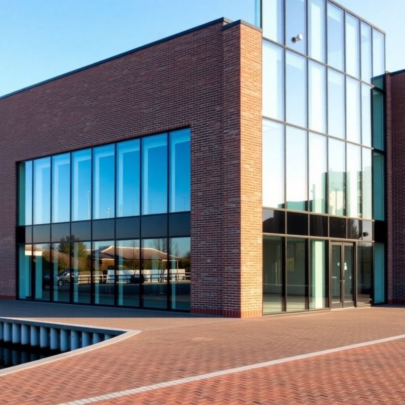 Exterieur van het glazen kantoorgebouw van Smit Huis in Almere